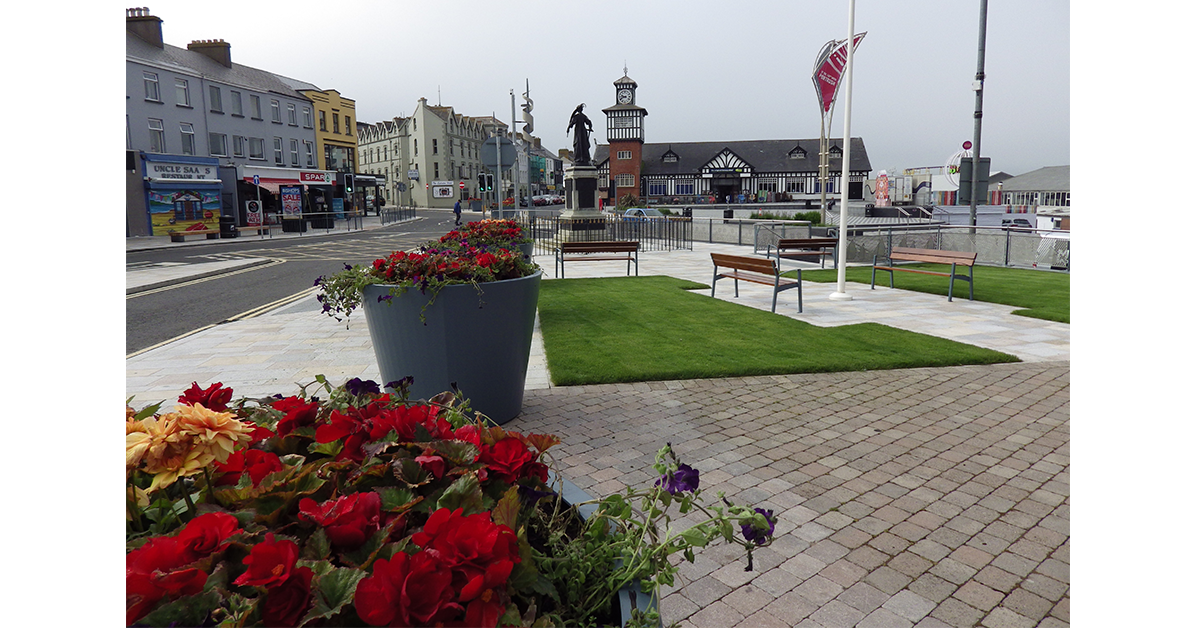 FP-McCanns-plant-pots-benches-and-lanscaping-at-Portrush-town-hall
