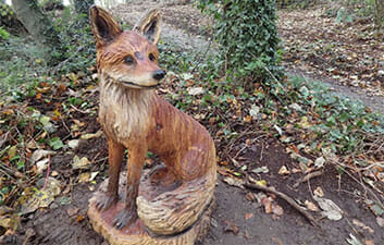 PEACE IV shared spaces Nugents Wood fox sculpture