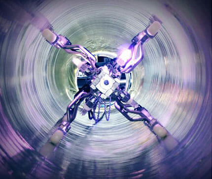 uv-light-carriage-in-operation-curing-an-installed-cipp-culvert-liner UV light carriage in operation curing an installed CIPP culvert liner