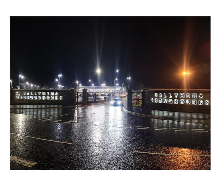 Mid and East Antrim Borough Council Ballymena Showgrounds at Night