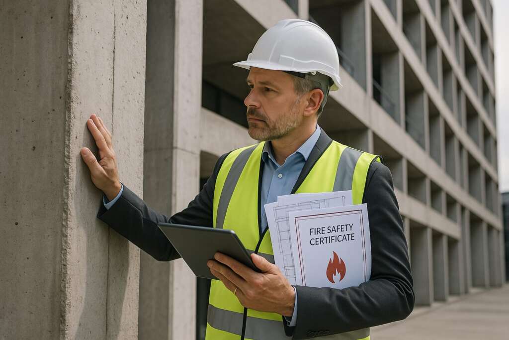 building_safety_assessment Professional building safety assessment of concrete structures ensures compliance with enhanced fire safety standards and insurance requirements.