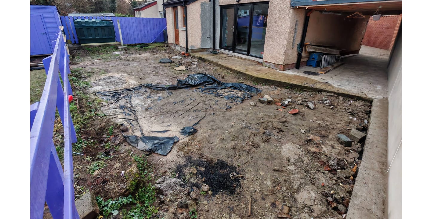 Before view of backyard