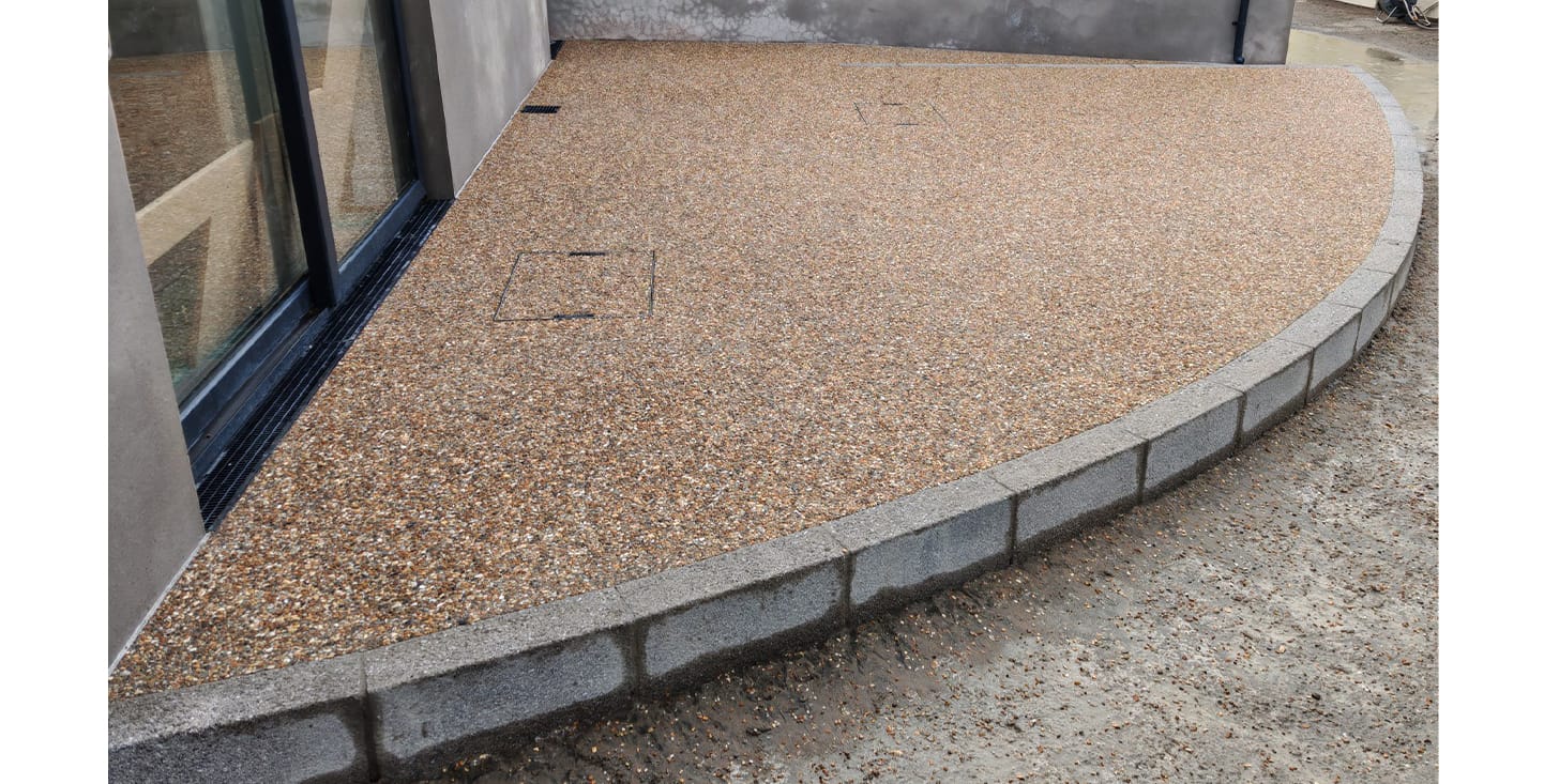 Curved Patio Area in Concrete Exposed, Maghera, FP McCann