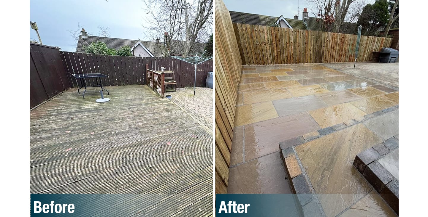 Magherafelt Garden Transformation, Paving Flags: Before and After, FP McCann