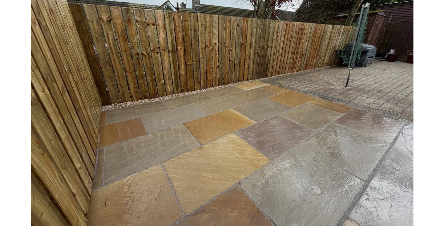 Riven Sandstone Paving Flags, Yard Transformation, FP McCann