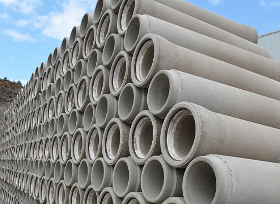 cootes-quarry-armagh-precast-concrete-pipes Close-up of precast concrete pipes manufactured at Coote's Quarry in Armagh, ready for delivery