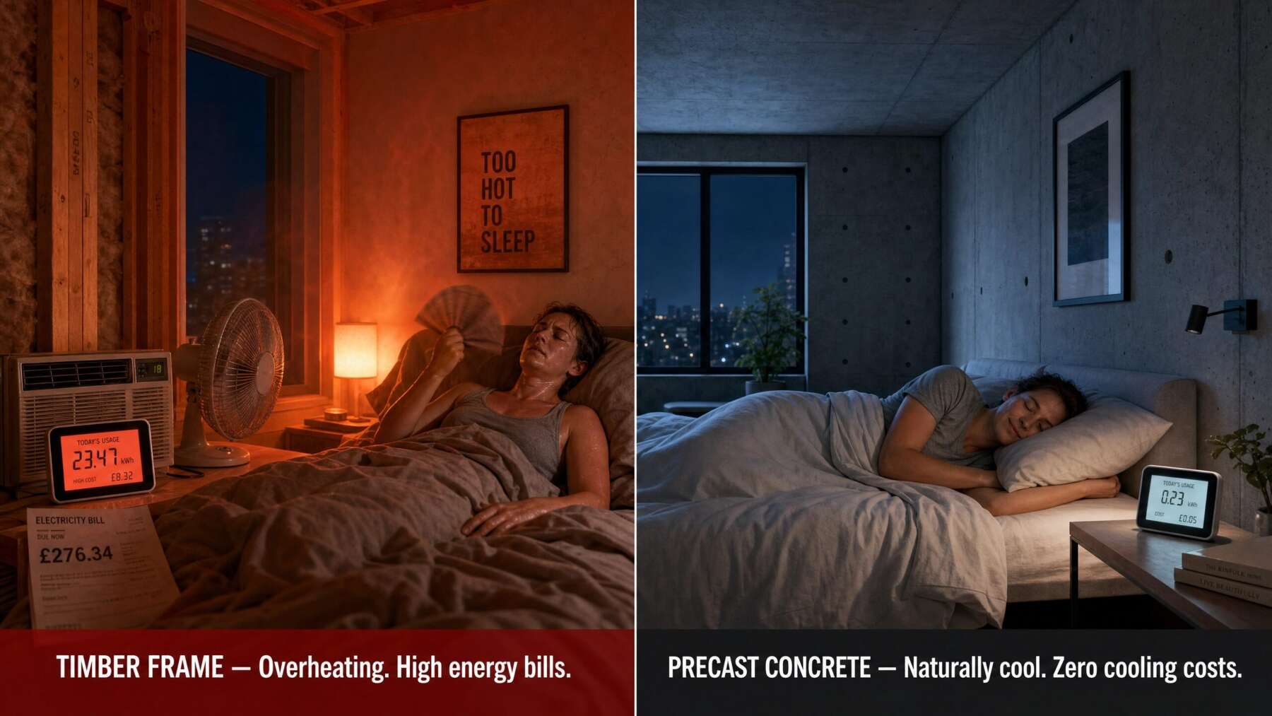 Precast v timber frame building in summer comparison