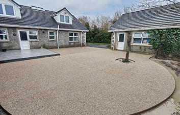 Exposed aggregate patio and garden