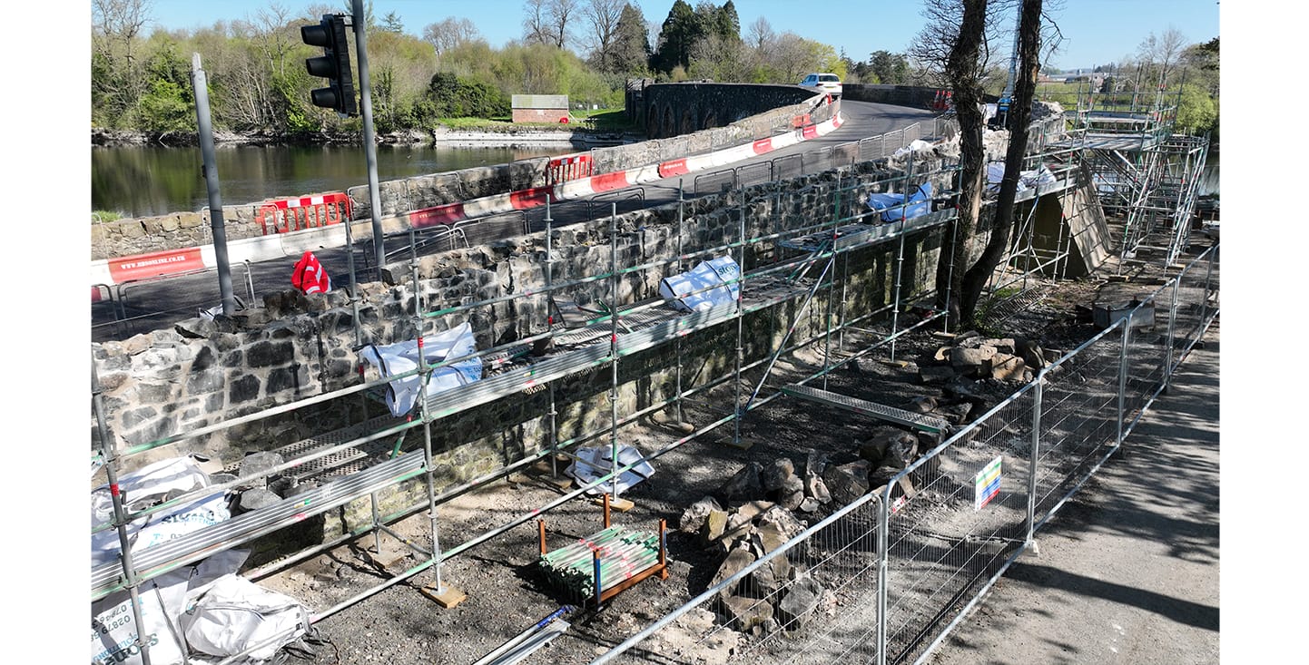 FP McCann using their basalt stone to do work on the Kilrea Bridge