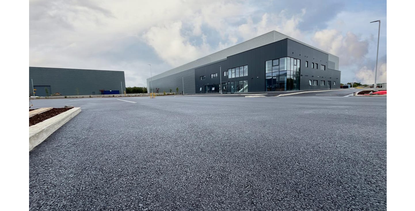 High-quality Stone Mastic Asphalt surfacing installed at Breffni Air's manufacturing facility.