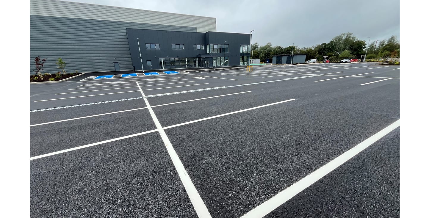 Commercial car park surfacing completed by FP McCann for Breffni Air Ltd in County Cavan